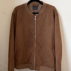 Men’s Mango Brown Suede Bomber Jacket